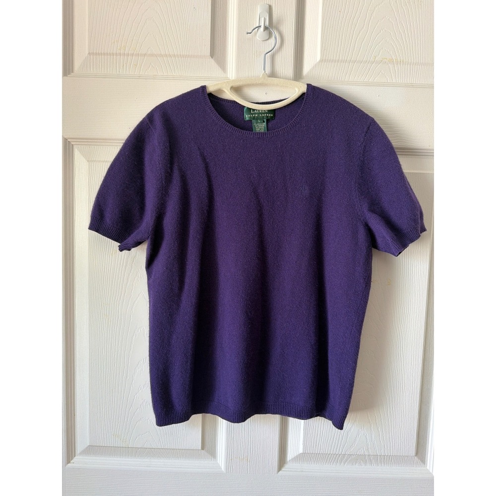 Lauren Ralph Lauren Vintage 90s Sweater Women's L Purple Merino Cashmere Angora